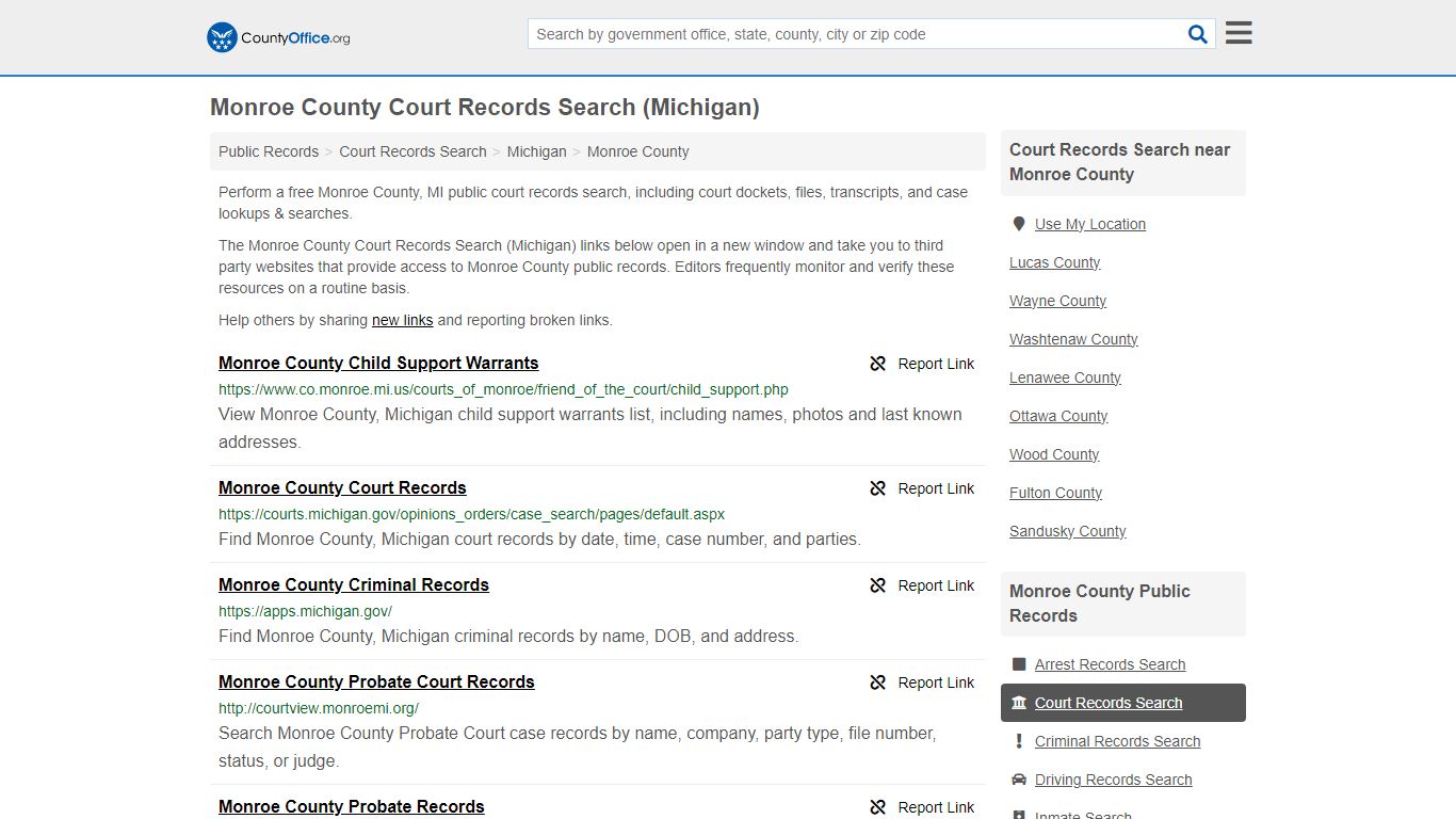 Monroe County Court Records Search (Michigan) - County Office