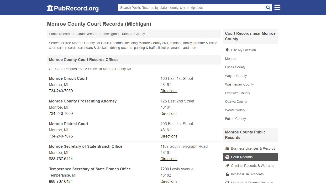 Free Monroe County Court Records (Michigan Court Records) - PubRecord.org